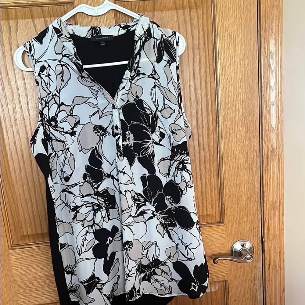 Spense Black and Gray Wrap Blouse